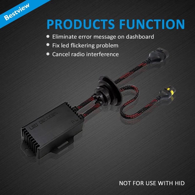 Best View 9005/9006/H10/HB4 LED Light Canbus Decoder Anti Flicker Harness, Resistor Decoders Error Free, LED Warning Canceller Resistor Adapter, Pack of 2 - Image 4